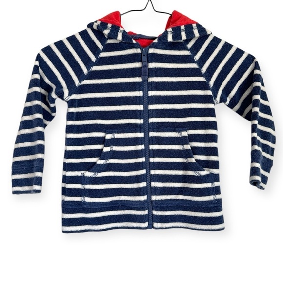 Mini Boden Kids Striped Cotton Blend Terry Knit Full Zip Hoodie Jacket Size 2-3 - Picture 1 of 7
